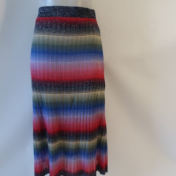 Womens Zara Limited Edition Multicolor Striped Metallic Midi Skirt XS - Picture 3 of 12